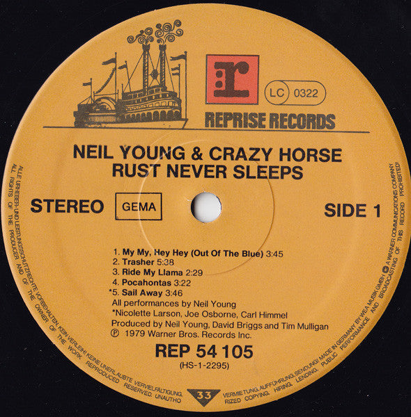 Neil Young & Crazy Horse : Rust Never Sleeps (LP, Album)