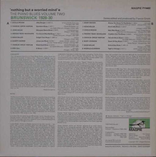 Various : 'Nothing But A Worried Mind' : Brunswick 1928-1930 (LP, Comp, Mono)