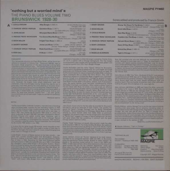 Various : 'Nothing But A Worried Mind' : Brunswick 1928-1930 (LP, Comp, Mono)