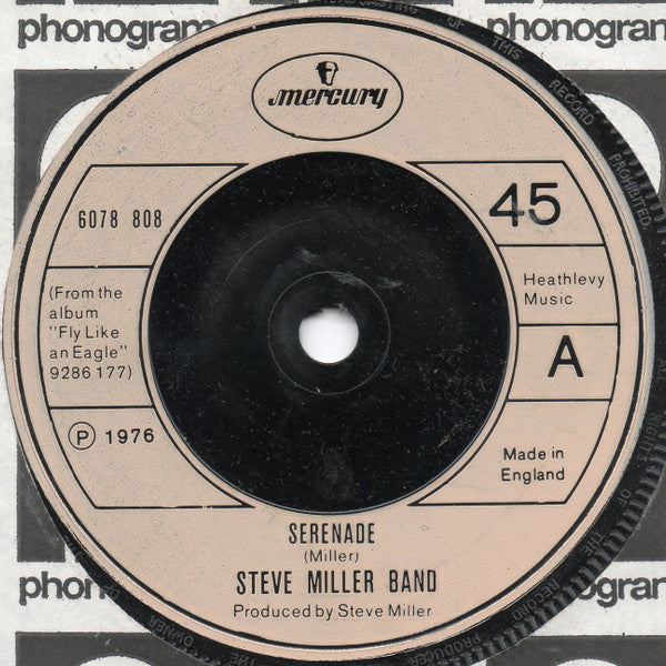 Steve Miller Band : Serenade (7")