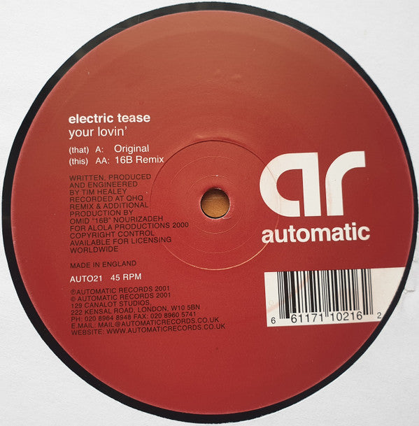 Electric Tease : Your Lovin' (12")