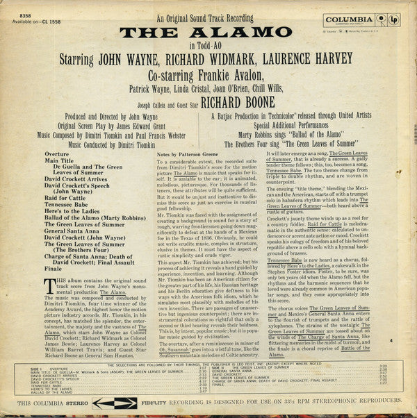 Dimitri Tiomkin : The Alamo (In Todd-AO) (LP, Album, Hol)