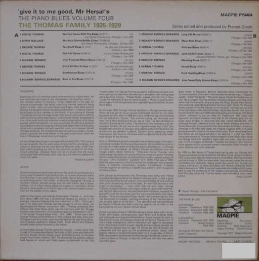 Various : 'Give It To Me Good, Mr Hersal' - The Thomas Family 1925-1929 (LP, Comp, Mono)