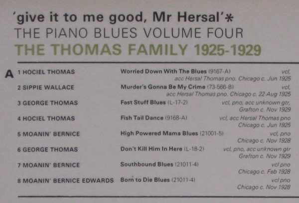 Various : 'Give It To Me Good, Mr Hersal' - The Thomas Family 1925-1929 (LP, Comp, Mono)