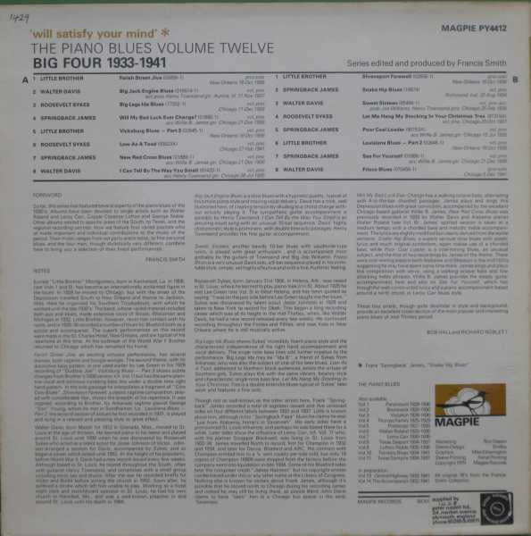 Various : 'Will Satisfy Your Mind' -  Big Four 1933-1941 (LP, Comp, Mono)