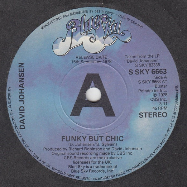 David Johansen : Funky But Chic / The Rope (The Let Go Song) (7", Single, Promo)