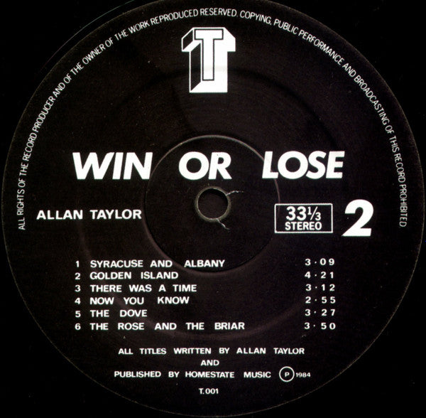 Allan Taylor : Win Or Lose (LP, Album)