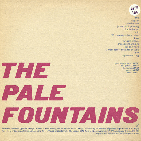 The Pale Fountains : ... From Across The Kitchen Table (LP, Album, RE)