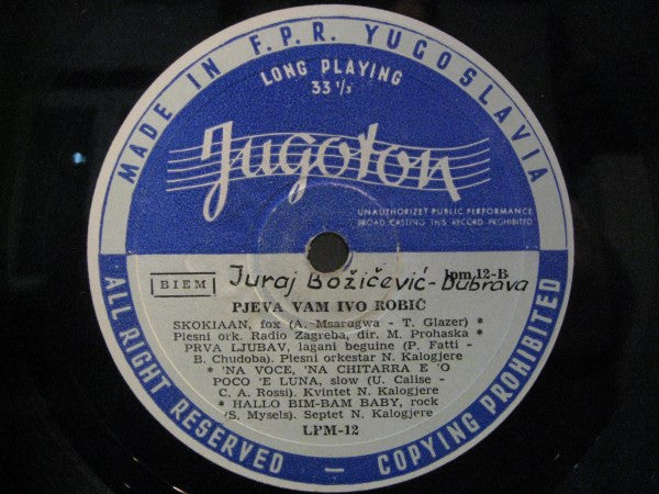 Ivo Robić : Pjeva Vam Ivo Robić (10", Album)