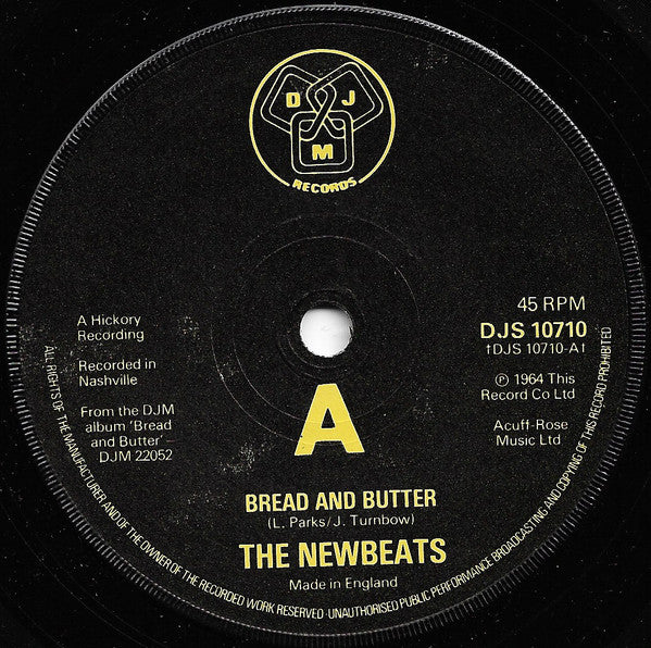 The Newbeats : Bread And Butter / Everything's Alright (7", Single, Promo)