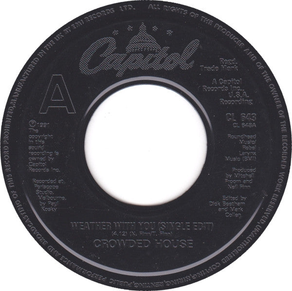 Crowded House : Weather With You (7", Juk)