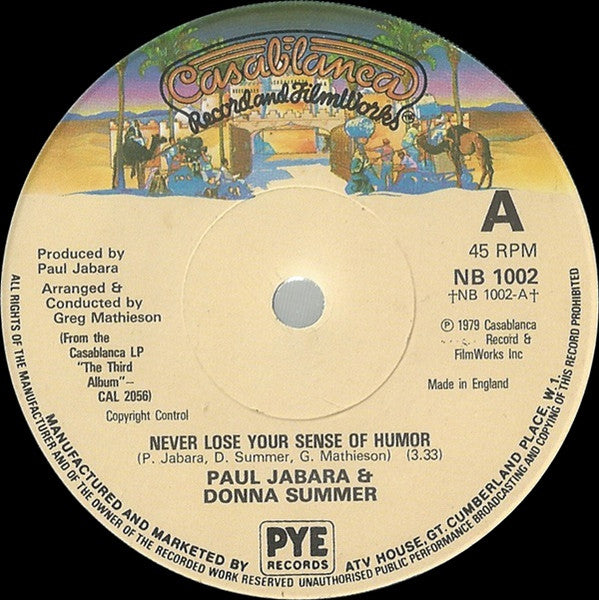 Paul Jabara & Donna Summer : Never Lose Your Sense Of Humor (7", Sol)