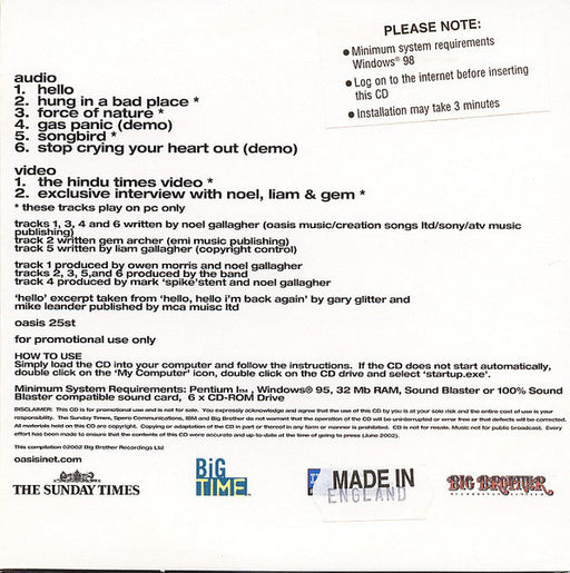 Oasis (2) : Oasis (CD, Enh, Promo, Smplr)