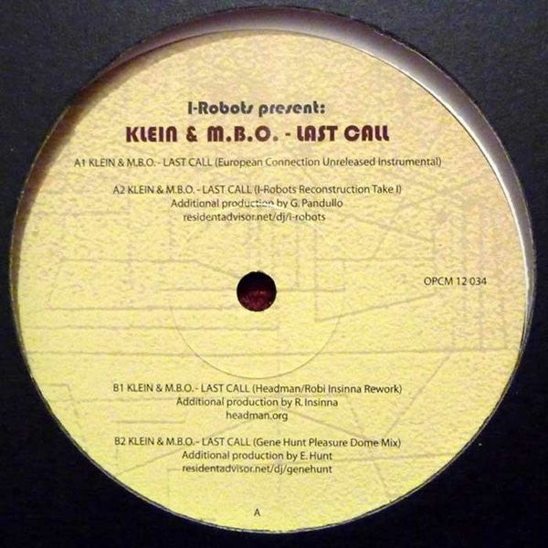 I-Robots Present: Klein & M.B.O. : Last Call (12")