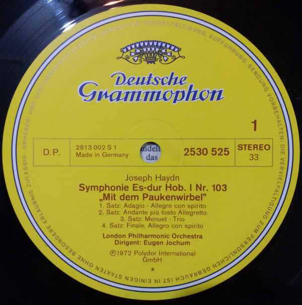 Joseph Haydn – London Philharmonic Orchestra · Eugen Jochum : Symphonien Nr. 103 »Paukenwirbel« = »Drum Roll« · Nr. 104 »London« (LP, RP)