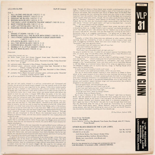 Lillian Glinn : Recorded 1927-29 In Atlanta, Dallas And New Orleans (LP, Comp, Mono)