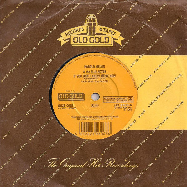 Harold Melvin & The Blue Notes* : If You Don't Know Me By Now / Don't Leave Me This Way (7", Single, RP)