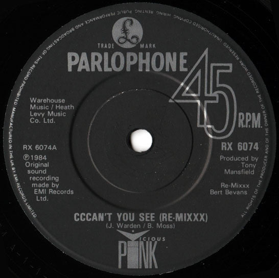 Vicious Pink : Cccan't You See (Re-mixxx) (7", Single)