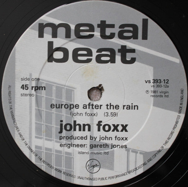 John Foxx : Europe After The Rain (12", Single)