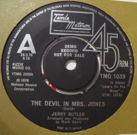 Jerry Butler : The Devil In Mrs. Jones (7", Single, Promo)