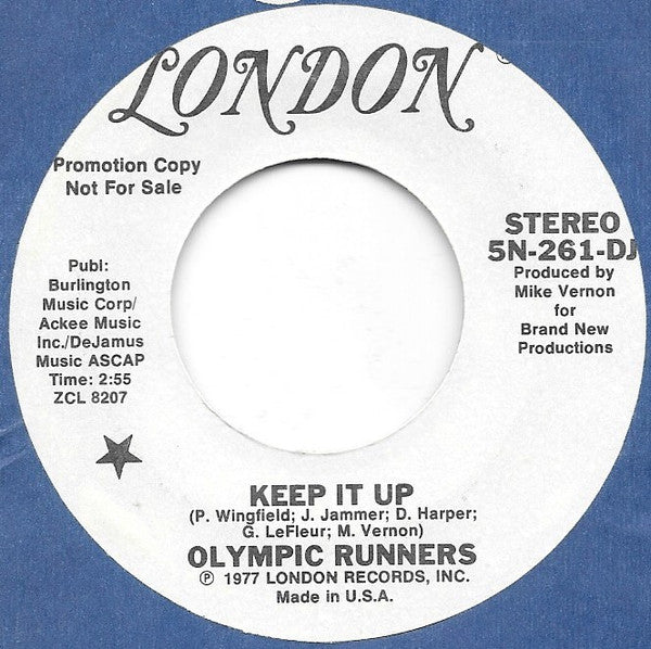 Olympic Runners : Keep It Up (7", Promo)