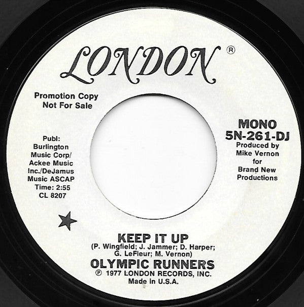 Olympic Runners : Keep It Up (7", Promo)