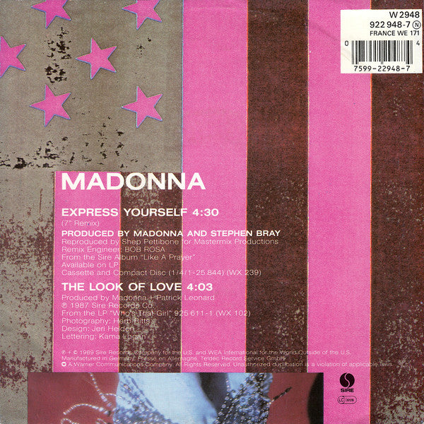 Madonna : Express Yourself (7", Single, RSA)