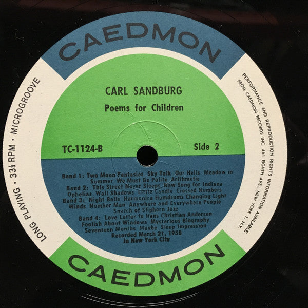 Carl Sandburg : Carl Sandburg's Poems For Children (LP, Album)