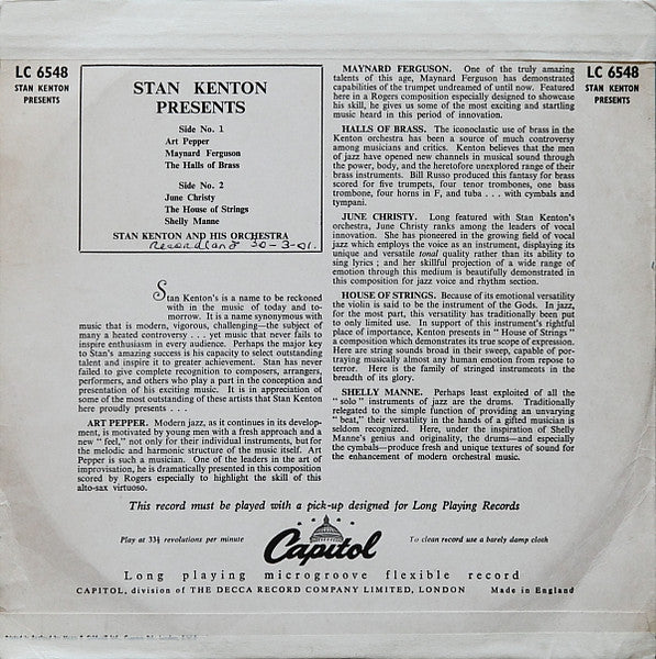 Stan Kenton And His Orchestra : Stan Kenton Presents (10", Album)