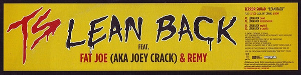 TS* Feat. Fat Joe Aka Joey Crack* & Remy* : Lean Back (12", Promo)