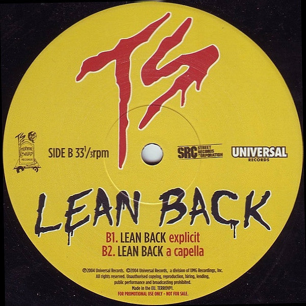 TS* Feat. Fat Joe Aka Joey Crack* & Remy* : Lean Back (12", Promo)