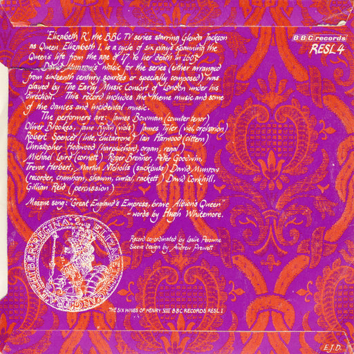 The Early Music Consort Of London Directed By David Munrow : Music From The BBC Television Series Elizabeth R (7", Mono)