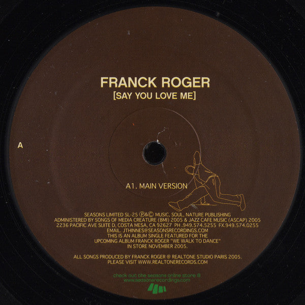 Franck Roger : Say You Love Me (12")