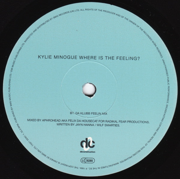 Kylie Minogue : Where Is The Feeling? (12", Single)