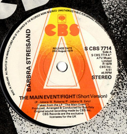 Barbra Streisand : The Main Event / Fight (7", Single, Promo, 24t)