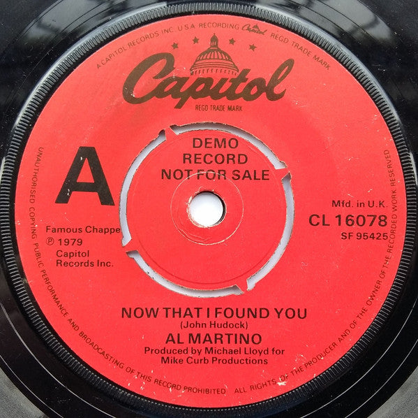 Al Martino : Now That I Found You (7", Promo)