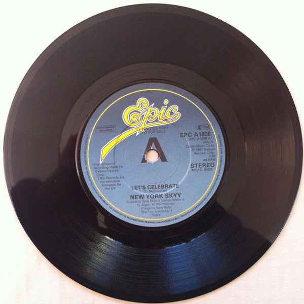New York Skyy* : Let's Celebrate (7", Single, Promo)