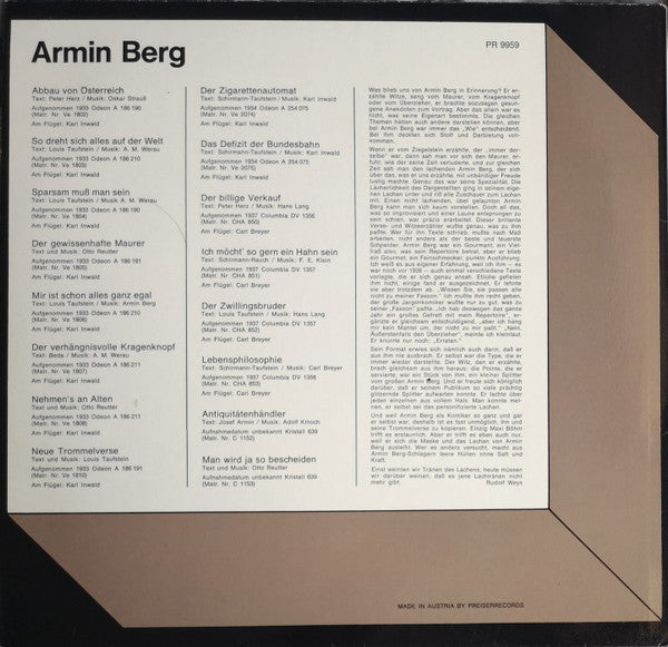 Armin Berg : Armin Berg (LP, Comp)