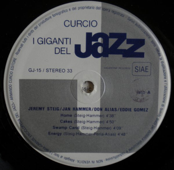 Jeremy Steig / Jan Hammer / Don Alias / Eddie Gomez : I Giganti Del Jazz Vol. 15 (LP, Album, RE)