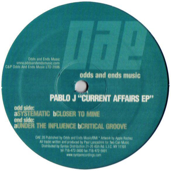 Pablo J : Current Affairs EP (12", EP)