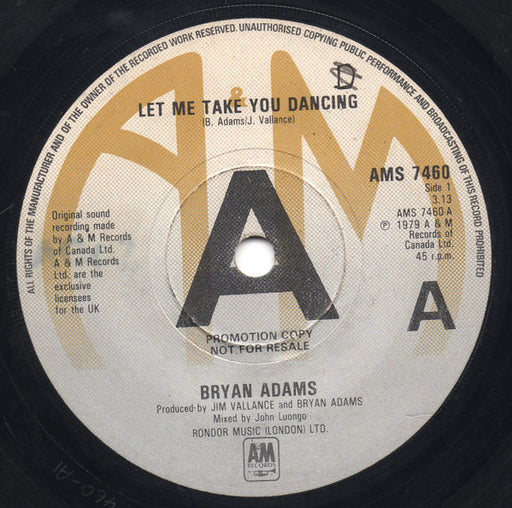 Bryan Adams : Let Me Take You Dancing (7", Single, Promo)