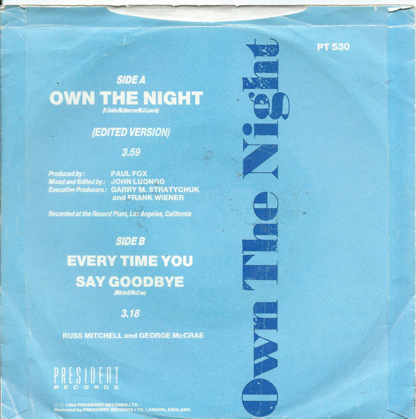 George McCrae : Own The Night (7", Single, Promo)