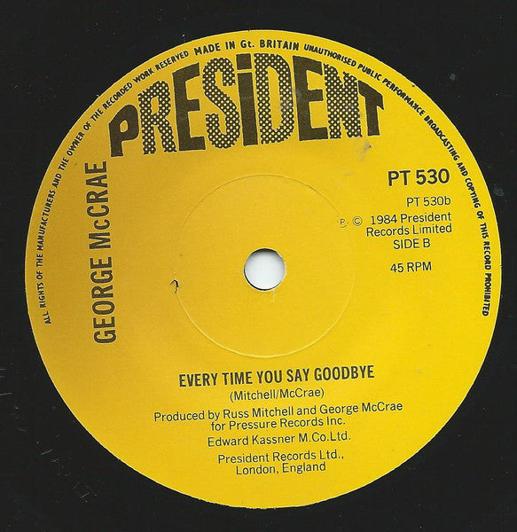 George McCrae : Own The Night (7", Single, Promo)