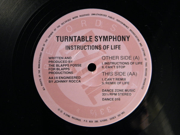 Turntable Symphony : Instructions Of Life (12", EP)