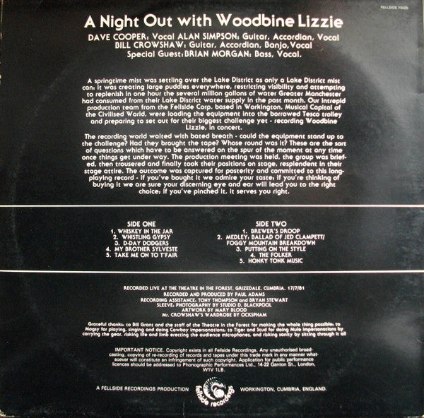 Woodbine Lizzie : A Night Out With Woodbine Lizzie (LP)