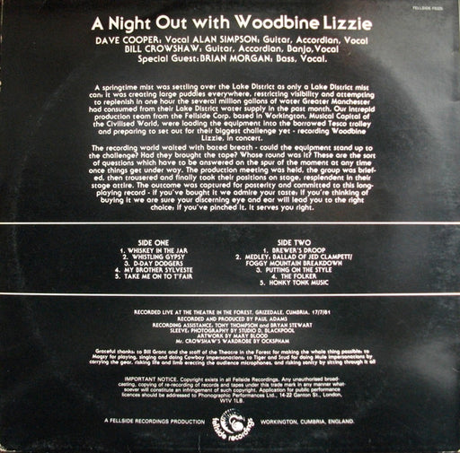 Woodbine Lizzie : A Night Out With Woodbine Lizzie (LP)