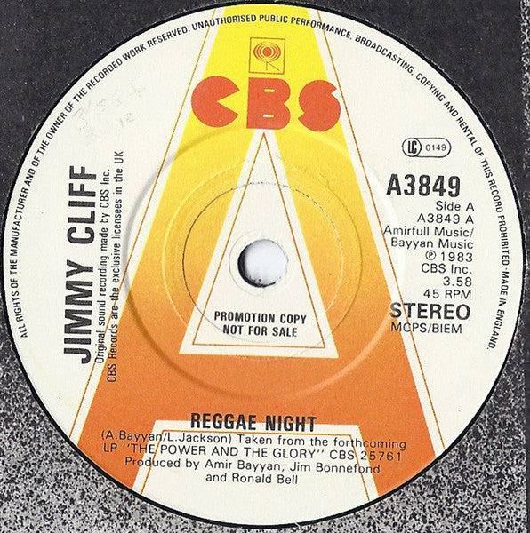 Jimmy Cliff : Reggae Night (7", Promo)