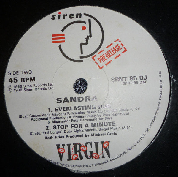 Sandra : Everlasting Love (12", Single, Pre)