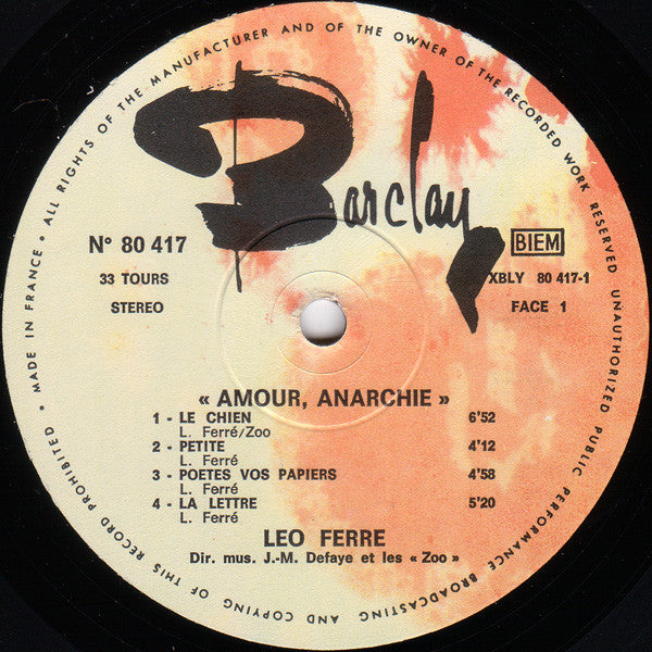 Leo Ferre* : Amour Anarchie - Ferré 70 (LP, Album, Gat)