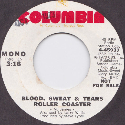 Blood, Sweat And Tears : Roller Coaster  (7", Single, Mono, Promo)